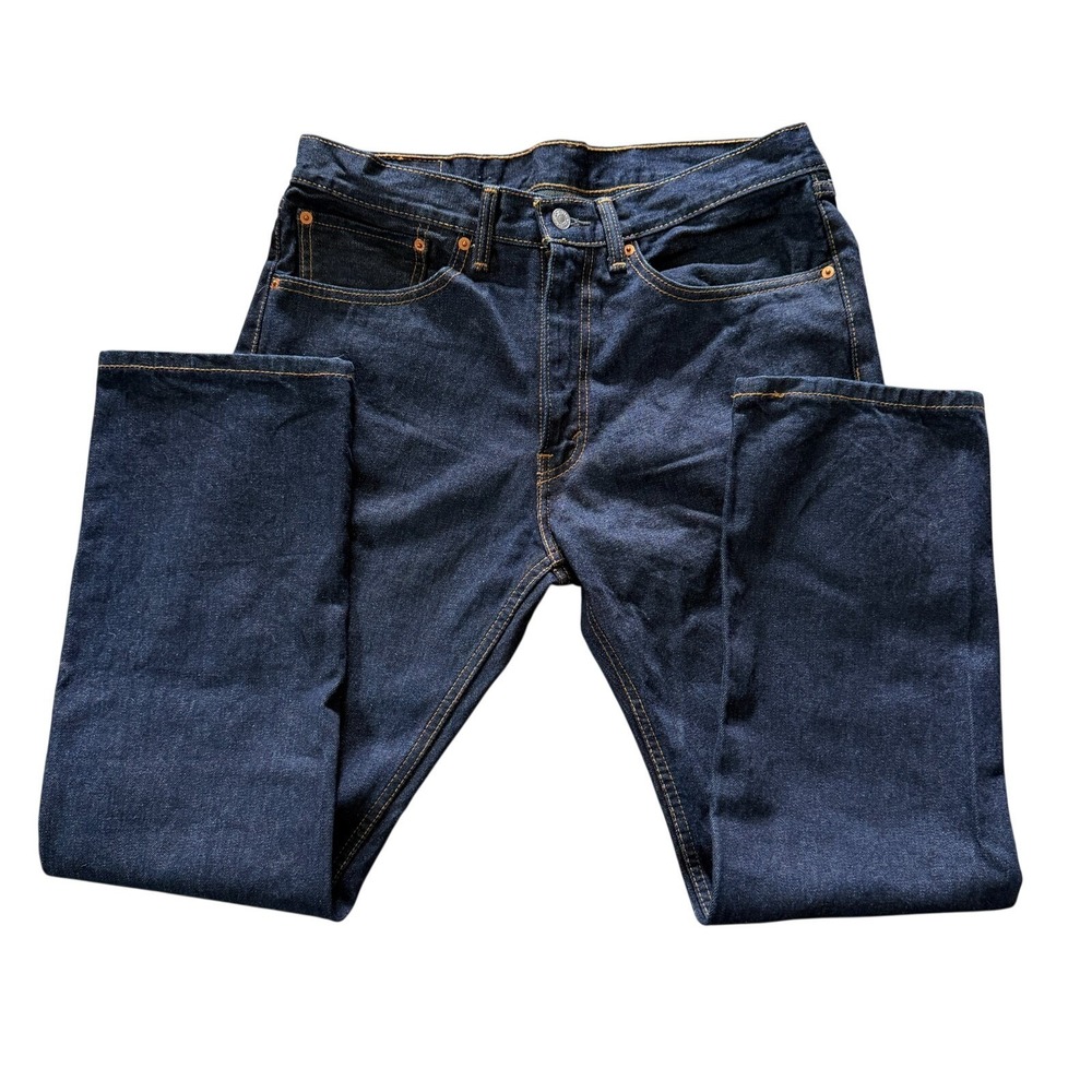 Levis 505 Jeans Mens 34x30 Dark Wash Straight‎ Leg Fit Classic Denim Distressed